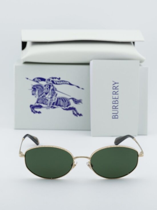 Burberry BE3169 110971 Oval Sunglasses - Gold/Green main image 8